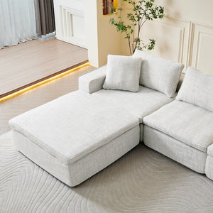 English Elm Cloud Couch Modular 4 Seater Sofa with Washable Linen and Pocket Spring Cushions White W1765S00140