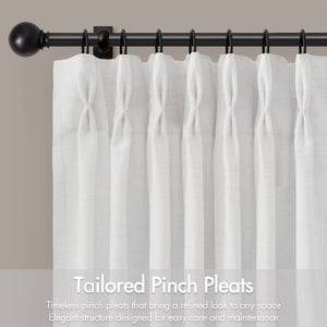 English Elm 2-piece Pinch Pleat Poly Linen Curtain Panels Tailored Formal Drape for Any Room White B035P482980