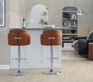 English Elm Fixed-height Swivel Counter Stools with Faux Leather Seats and Chrome Footrest Set of 2 Camel B202S02177
