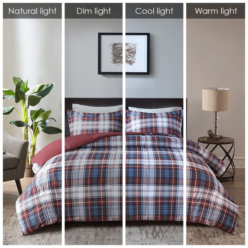 English Elm King/Cal King Parkston 3M Scotchgard Plaid Down Alternative Comforter Set - Moisture-Wicking, OEKO‑TEX Safe B03599078