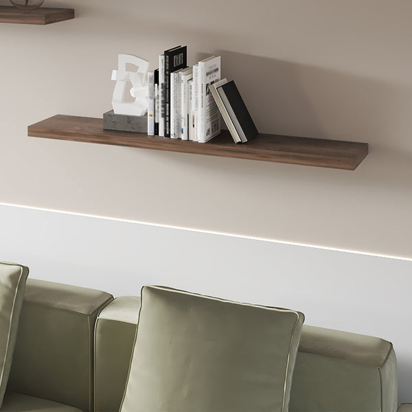 English Elm Dark Brown Floating Shelf in Melamine, 47.3" Wide Wall-Mounted Set Adds Warmth, Sturdy Modern Storage (1 p B062P380033