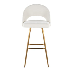 English Elm Fixed-height Metal Frame Barstools with Upholstered Seats and Geometric Footrest Set of 2 Cream,Gold B202S01934