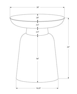 English Elm Accent Table - Hand-Crafted Gold Metal Drum Design, Modern Style For Living Room & Bedroom Use B2710P219448