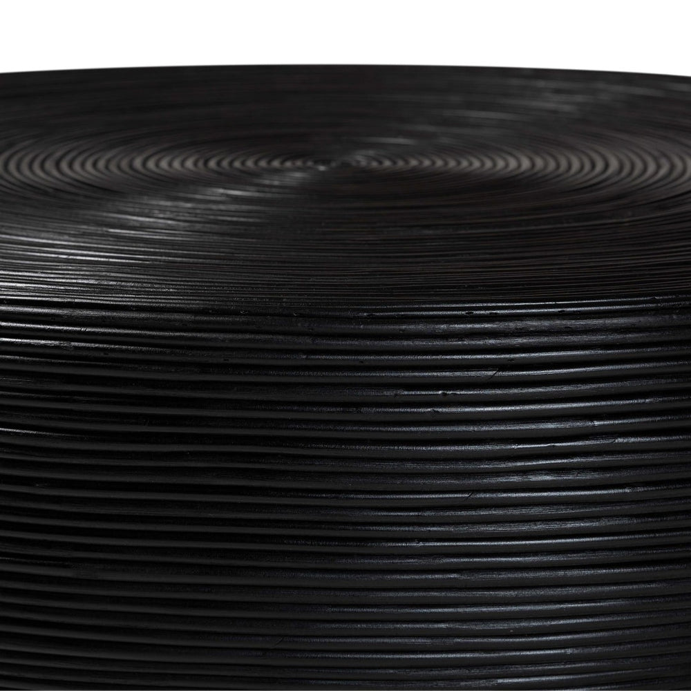 Baxton Studio bali Tokyo Handcrafted Rattan Coffee Table - Coastal Boho Drum Design for Living Room Style & Charm Tokyo-Black Rattan-Coffee Table