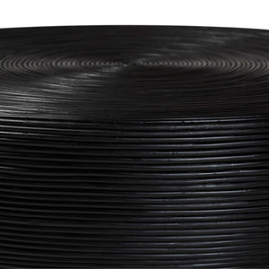 Baxton Studio bali Tokyo Handcrafted Rattan Coffee Table - Coastal Boho Drum Design for Living Room Style & Charm Tokyo-Black Rattan-Coffee Table