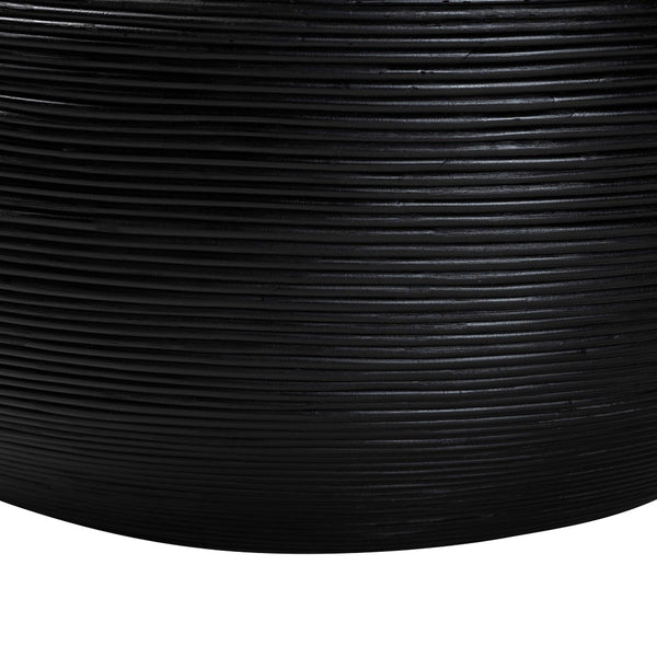 Baxton Studio bali Tokyo Handcrafted Rattan Coffee Table - Coastal Boho Drum Design for Living Room Style & Charm Tokyo-Black Rattan-Coffee Table