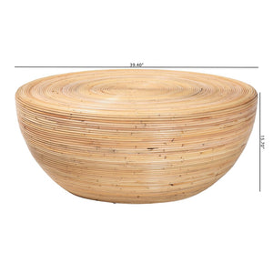 Baxton Studio bali Tokyo Handcrafted Rattan Coffee Table - Coastal Boho Style, Lightweight Drum Design for Living Room Tokyo-Natural Rattan-Coffee Table