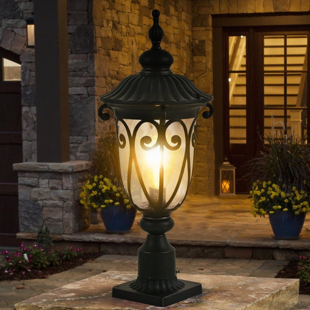 English Elm 23"(h) Vintage Outdoor Wall Sconce Black Iron Bubble Glass Porch Patio Lantern Light W2312P478263