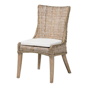 Baxton Studio bali Derris Natural Rattan Dining Chair with Wingback - Boho Chic Comfort for Dining & Kitchen Spaces MD-39817-KB Derris-Grey Natural Rattan-DC