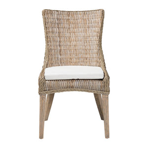 Baxton Studio bali Derris Natural Rattan Dining Chair with Wingback - Boho Chic Comfort for Dining & Kitchen Spaces MD-39817-KB Derris-Grey Natural Rattan-DC