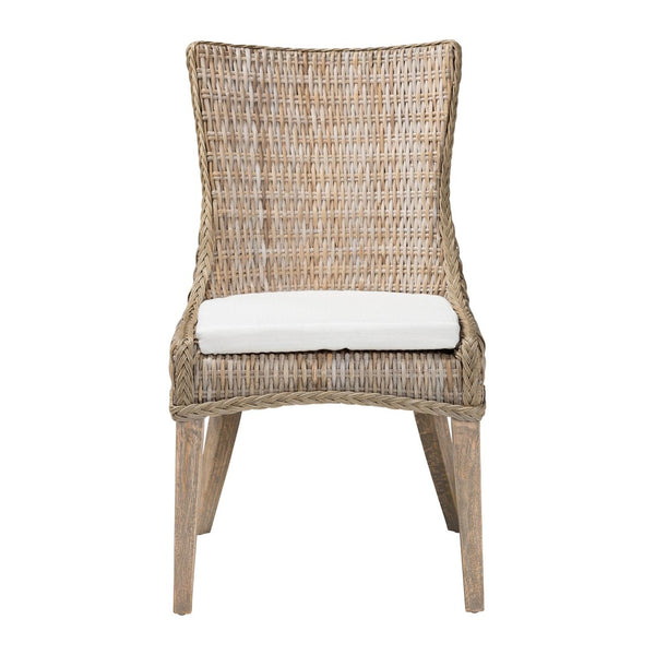 Baxton Studio bali Derris Natural Rattan Dining Chair with Wingback - Boho Chic Comfort for Dining & Kitchen Spaces MD-39817-KB Derris-Grey Natural Rattan-DC