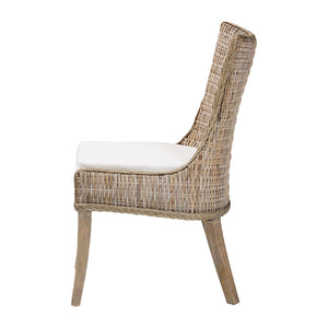 Baxton Studio bali Derris Natural Rattan Dining Chair with Wingback - Boho Chic Comfort for Dining & Kitchen Spaces MD-39817-KB Derris-Grey Natural Rattan-DC