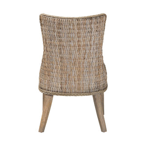 Baxton Studio bali Derris Natural Rattan Dining Chair with Wingback - Boho Chic Comfort for Dining & Kitchen Spaces MD-39817-KB Derris-Grey Natural Rattan-DC