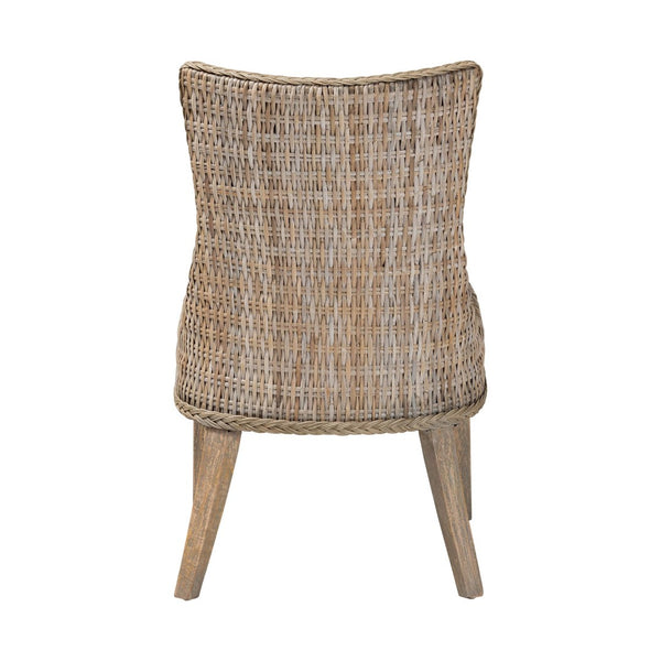 Baxton Studio bali Derris Natural Rattan Dining Chair with Wingback - Boho Chic Comfort for Dining & Kitchen Spaces MD-39817-KB Derris-Grey Natural Rattan-DC