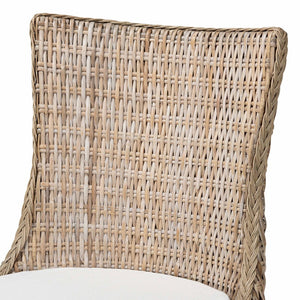 Baxton Studio bali Derris Natural Rattan Dining Chair with Wingback - Boho Chic Comfort for Dining & Kitchen Spaces MD-39817-KB Derris-Grey Natural Rattan-DC