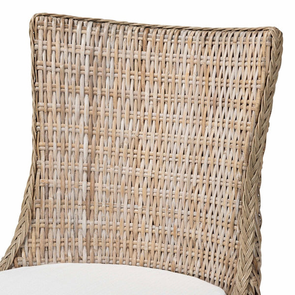 Baxton Studio bali Derris Natural Rattan Dining Chair with Wingback - Boho Chic Comfort for Dining & Kitchen Spaces MD-39817-KB Derris-Grey Natural Rattan-DC