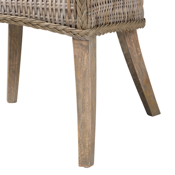 Baxton Studio bali Derris Natural Rattan Dining Chair with Wingback - Boho Chic Comfort for Dining & Kitchen Spaces MD-39817-KB Derris-Grey Natural Rattan-DC