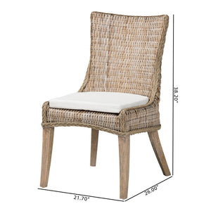 Baxton Studio bali Derris Natural Rattan Dining Chair with Wingback - Boho Chic Comfort for Dining & Kitchen Spaces MD-39817-KB Derris-Grey Natural Rattan-DC