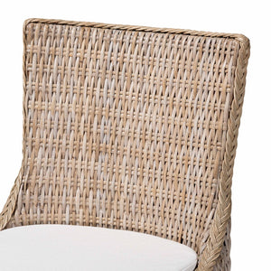 Baxton Studio bali Derris Natural Rattan Wingback Counter Stool with Cushion - Boho Coastal Style Seating, Greywashed MD-39818-KB Derris-Grey Natural Rattan-CS