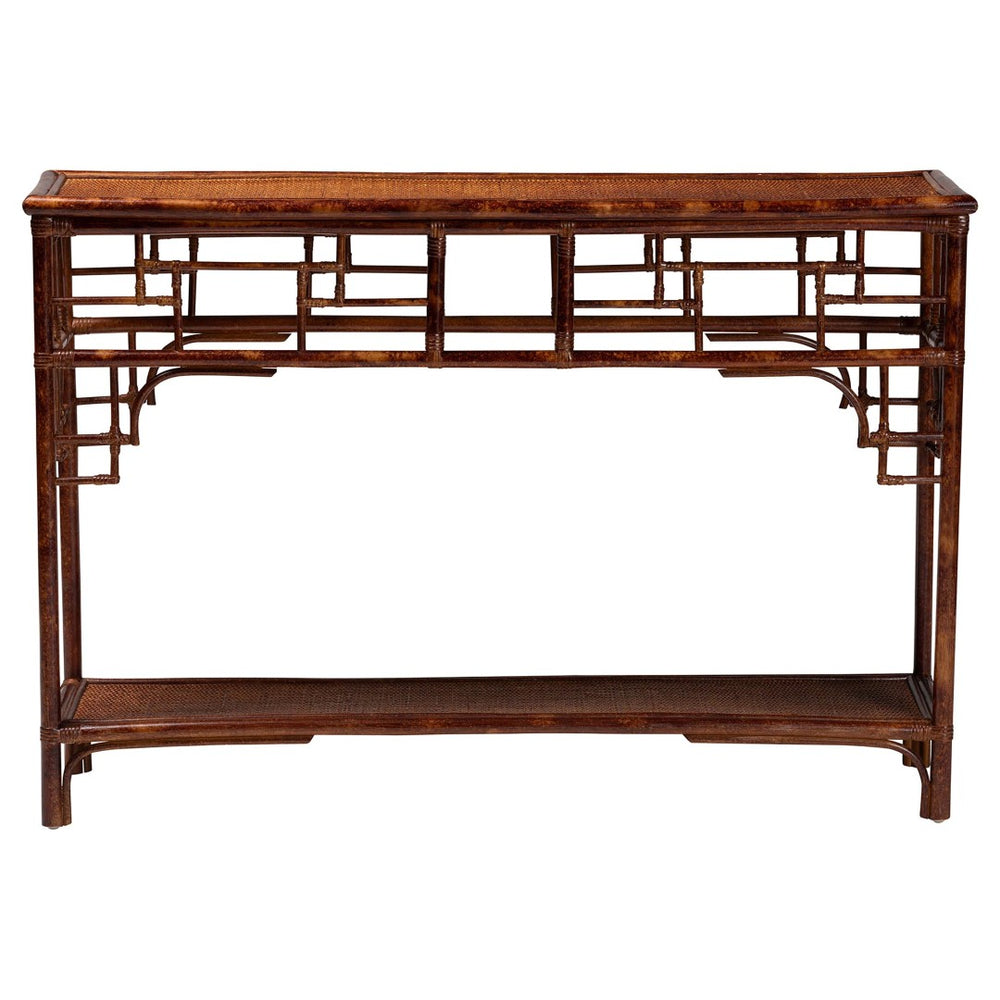 Baxton Studio bali Sebalio Tortoise Rattan Console Table - Vintage Accent for Entryway or Coastal Spaces, Fully Assembled WS143-Sebalio-Tortoise-Console Table