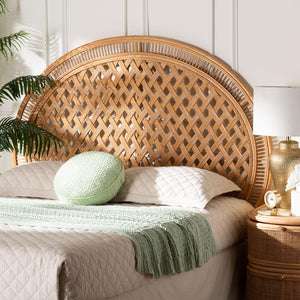 Baxton Studio bali Bali Isabel Rattan Headboard - Handwoven Diamond Weave, Lightweight Coastal Decor, Queen Size Elegance Issabel-Light Honey Rattan-HB-Queen