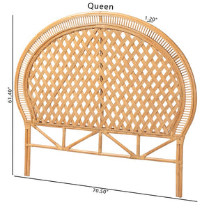Baxton Studio bali Bali Isabel Rattan Headboard - Handwoven Diamond Weave, Lightweight Coastal Decor, Queen Size Elegance Issabel-Light Honey Rattan-HB-Queen