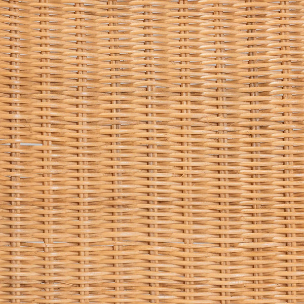 Baxton Studio bali Natural Rattan Accent Chair - Handwoven Coastal Boho Dining Chair with Scalloped Skirt & Cushion Maya-Light Honey Rattan-Cushion-CC