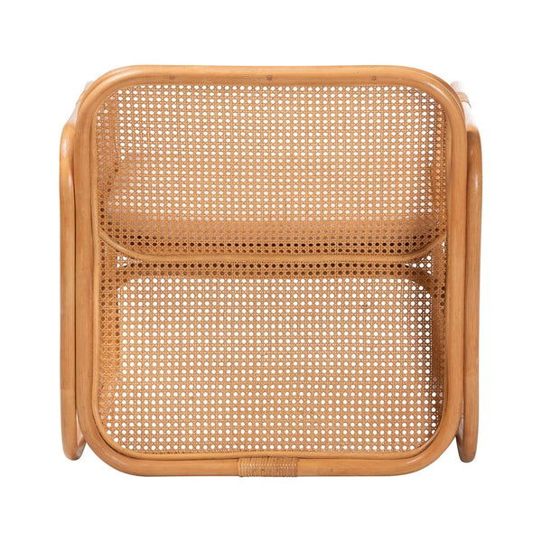 Baxton Studio bali Cambridge Natural Rattan Armchair - Handcrafted Coastal Lounge Chair with Removable Cushion Cambridge-Light Honey Rattan-CC