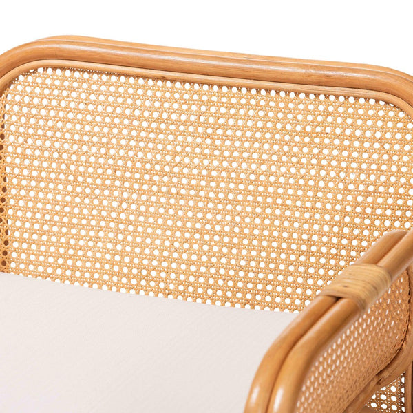 Baxton Studio bali Cambridge Natural Rattan Armchair - Handcrafted Coastal Lounge Chair with Removable Cushion Cambridge-Light Honey Rattan-CC