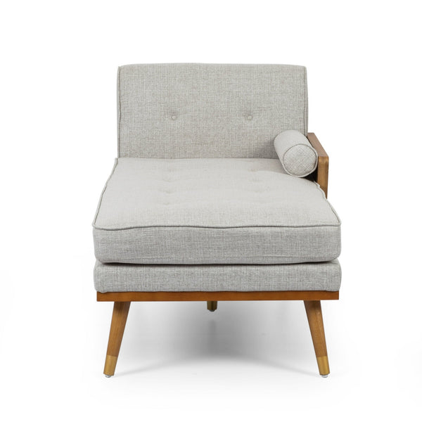 English Elm Christopher Knight Home® - Sofa Beige Mid-Century Modern Sectional with Chaise, Button-Tufted Waffle Stitch & Gold-Tip Legs 68261.00BGE_68262.00BGE