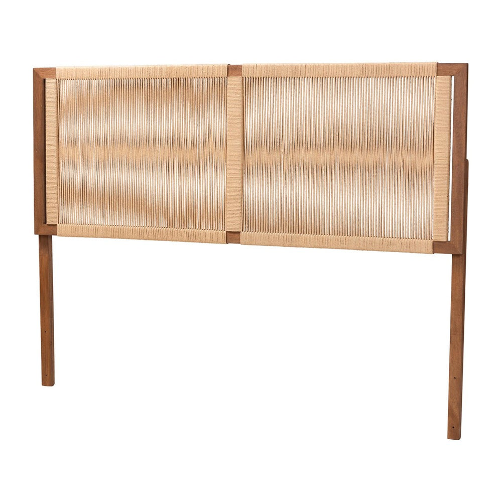 Baxton Studio bali Holitz Natural Rope Woven Headboard – Modern Boho Bayur Wood Frame for Serene Bedroom Decor Holtiz-Medium tone (NAT02)-Headboard King