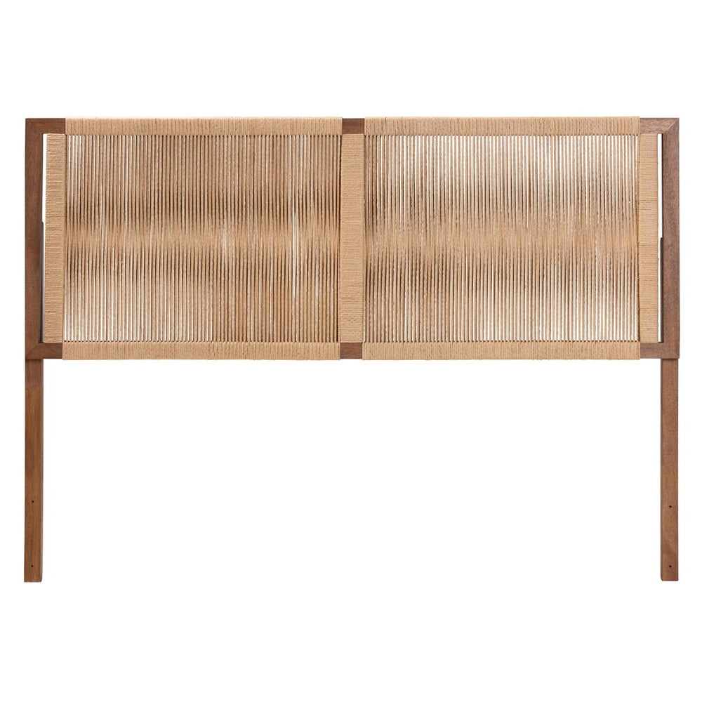 Baxton Studio bali Holitz Natural Rope Woven Headboard – Modern Boho Bayur Wood Frame for Serene Bedroom Decor Holtiz-Medium tone (NAT02)-Headboard King