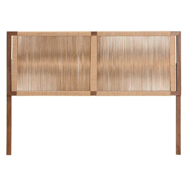 Baxton Studio bali Holitz Natural Rope Woven Headboard – Modern Boho Bayur Wood Frame for Serene Bedroom Decor Holtiz-Medium tone (NAT02)-Headboard King
