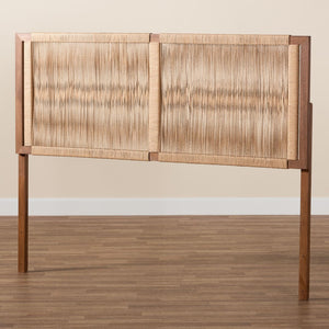 Baxton Studio bali Holitz Natural Rope Woven Headboard – Modern Boho Bayur Wood Frame for Serene Bedroom Decor Holtiz-Medium tone (NAT02)-Headboard King
