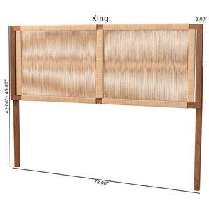 Baxton Studio bali Holitz Natural Rope Woven Headboard – Modern Boho Bayur Wood Frame for Serene Bedroom Decor Holtiz-Medium tone (NAT02)-Headboard King