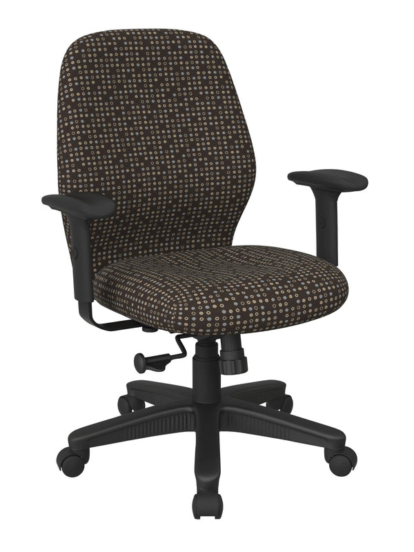 OSP Home Furnishings Mid Back Executive Office Chair with Synchro Tilt Lumbar Support and Padded Pu Arms Cocoa 3121-K104