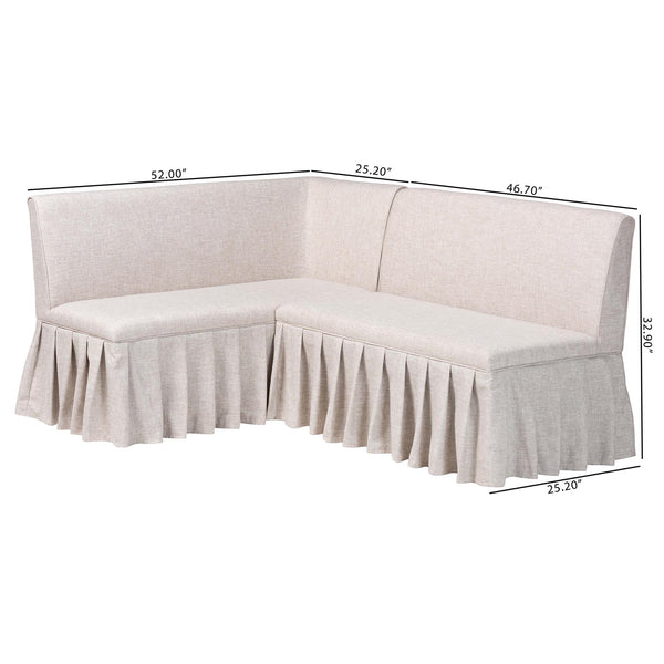 Baxton Studio Bryna Modern Dining Nook Set With Elegant Upholstered Benches And Plush Foam Comfort For Meals Beige,Dark Brown Mdf+Plywood+Lvl(Internal Frame),Solid Rubberwood(Legs),Fabric "100% Polyester",Foam Bbt8085-beige-h1217-3-2pc Sf Bench