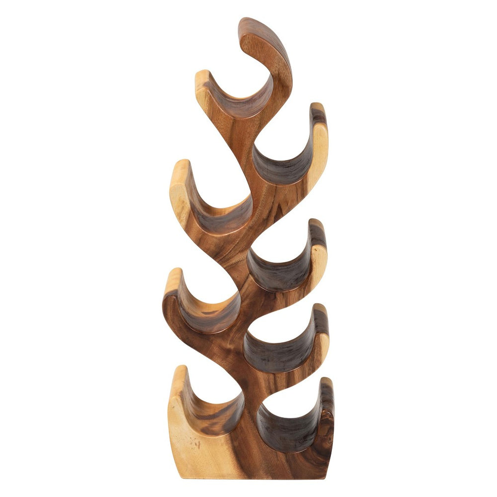Baxton Studio bali Matana Suar Wood Wine Rack - 8-Bottle Rustic Wine Organizer with Tree Branch Design for Home Bar Suar WR 002-Natural/Wooden-Wine Rack