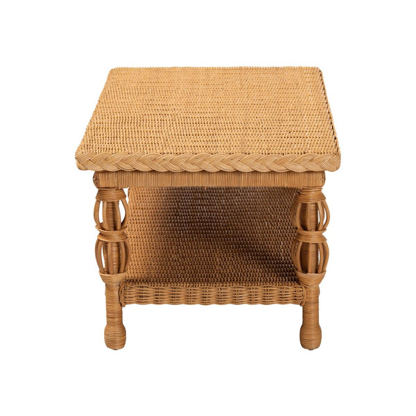 Baxton Studio bali Handwoven Rattan Coffee Table - Coastal Boho Style with Lower Shelf for Stylish Living Rooms Dolby-Light Honey/Rattan-Coffee Table