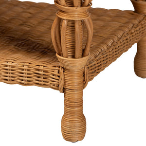 Baxton Studio bali Handwoven Rattan Coffee Table - Coastal Boho Style with Lower Shelf for Stylish Living Rooms Dolby-Light Honey/Rattan-Coffee Table