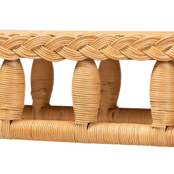 Baxton Studio bali & pari Handwoven Rattan Console Table - Coastal Boho Style with Openwork Design, Slim Profile Dolby-Light Honey/Rattan-Console Table
