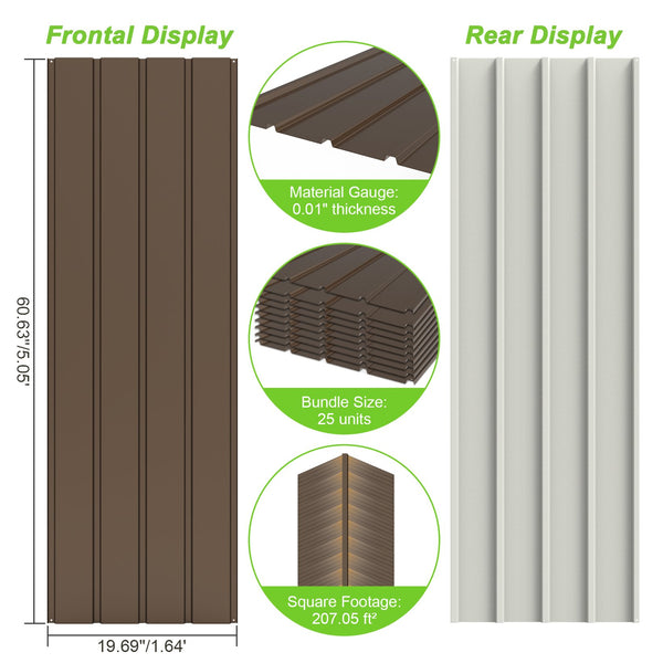 English Elm 25 Pcs Metal Roofing Panels - Durable, Weather-Resistant Galvanized Panels For Diy Outdoor Projects W1859P387319