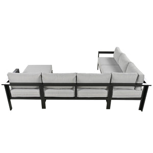 English Elm U_style Outdoor U-shaped Sectional with Iron Frame and Ultra Thick Foam Patio Seating WY000478AAE