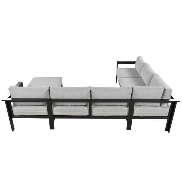 English Elm U_style Outdoor U-shaped Sectional with Iron Frame and Ultra Thick Foam Patio Seating WY000478AAE