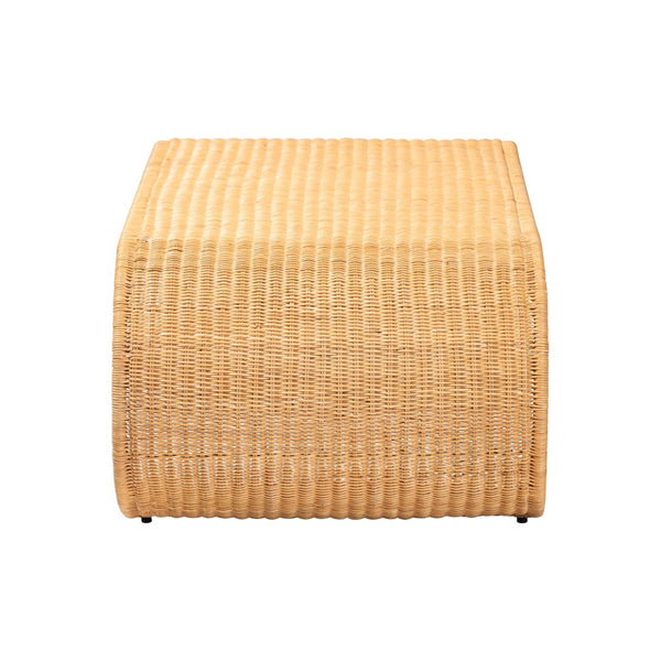 Baxton Studio bali Palm Waterfall Coffee Table - Handwoven Rattan Centerpiece for Bohemian, Coastal & Tropical Décor Palm Waterfall-Light Honey/Rattan-Coffee Table