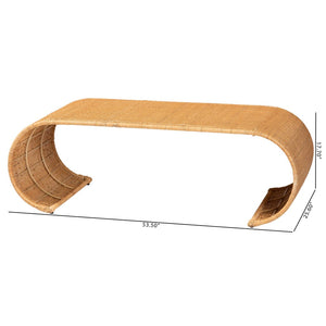 Baxton Studio bali Palm Waterfall Coffee Table - Handwoven Rattan Centerpiece for Bohemian, Coastal & Tropical Décor Palm Waterfall-Light Honey/Rattan-Coffee Table