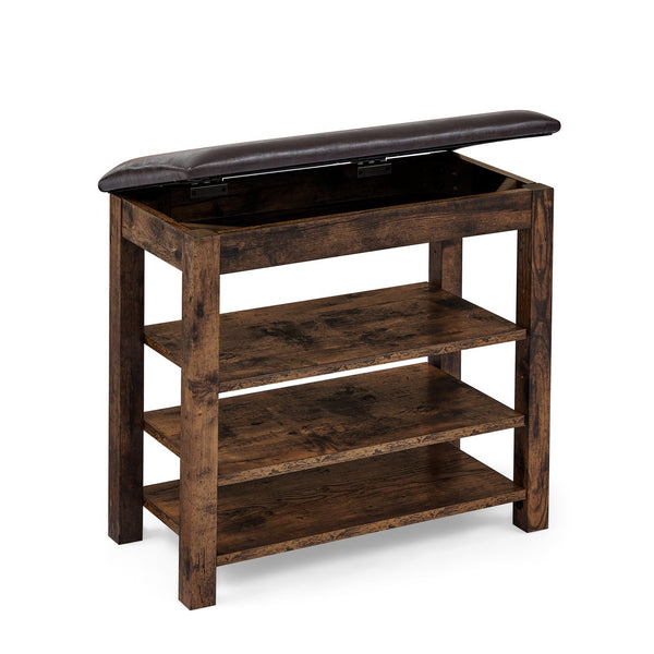 English Elm A Height-Adjustable Shoe-Changing Bench With Vintage Charcoal Finish And Hidden Storage Solution W487P289974