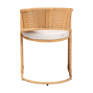 Baxton Studio bali Bali Handcrafted Palm Rattan Dining Chair with Plush Cushion - Bohemian Style for Coastal Spaces Palm-Light Honey/Rattan-Cushioned-DC