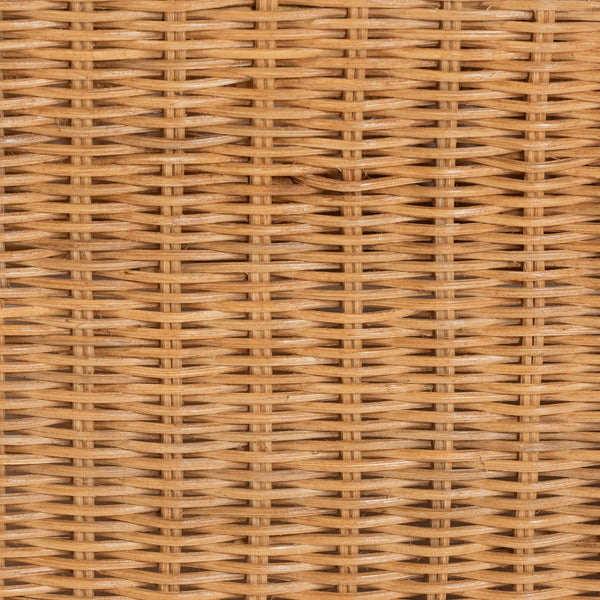 Baxton Studio bali Carina Handwoven Rattan Armchair with Removable Cushion - Cozy U-Shaped Lounge Chair for Boho Style Palm-Light Honey/Rattan-Cushioned-AC