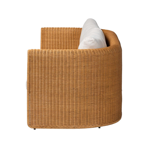 Baxton Studio Bali Carina Handwoven Natural Rattan 3-seater Sofa With Plush Cushions For Boho Coastal Living Light Honey Natural Rattan,Metal (Internal Frame),Fabric "100% Polyester",Foam Palm-light Honey/Rattan-cushioned-sofa